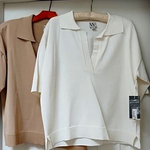 Worthington 2 V neck polo style crepe sweaters...bundle of 2 NWT!